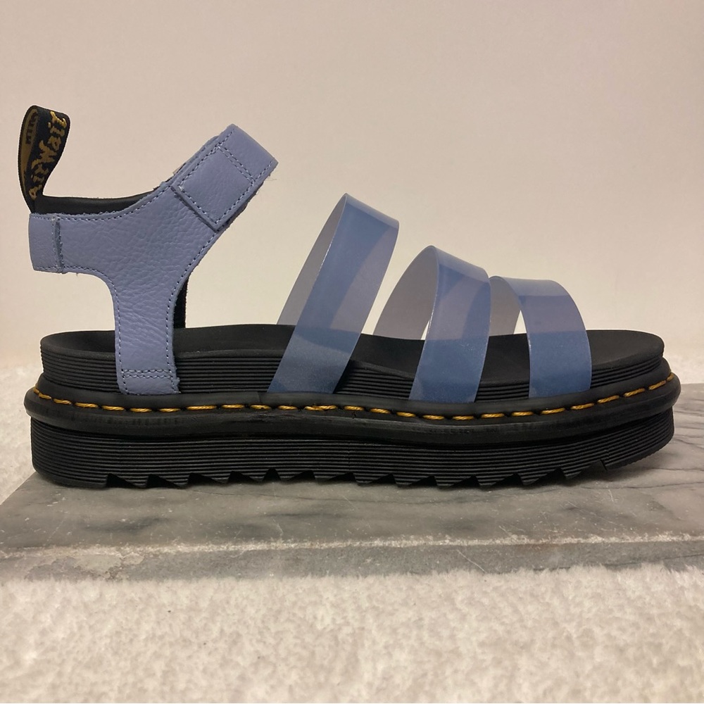 SOLD Dr.Martens Blaire Jelly Glitter Leather Strap Sandals Chunky Sole Blue - Picture 10 of 14
